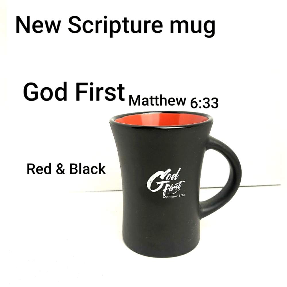 SOLD🚫🚫🚫Scripture mug black and red
